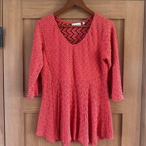 Habitat Coral Textured 3/4 Sleeve Flowy Tunic Top Women’s Size Medium